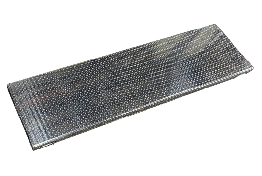A rectangular diamond plate metal livestock and cattle scale platform from Gallagher with a textured metallic finish, shown at an angle on a plain white background.