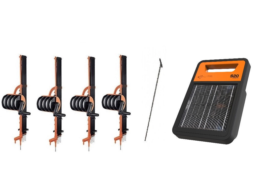 4 Gallagher Smart Fence Kits + S20 Solar Fence Charger, 3ft Ground Rod ...