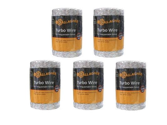 5 Rolls of 656' White Turbo Wire - Gallagher Electric Fence