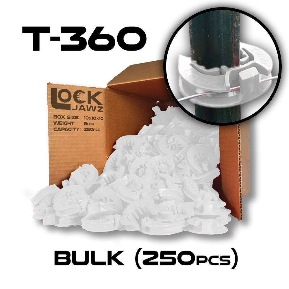 Lock Jawz 360° T-Post Insulator | 250 Pack | White - Gallagher Electric Fence