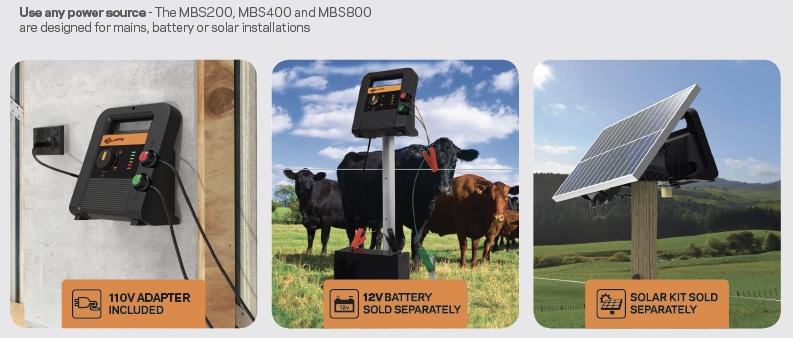 MBS200 Multi-Powered Energizer 45 miles / 160 acres - Gallagher Electric Fence