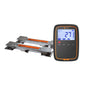 Gallagher w-o cattle scale system featuring a black and orange handheld controller with a blue backlit display next to two load bars with orange labels, shown on a plain white background.