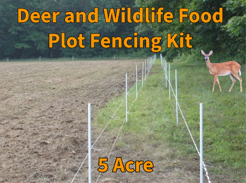 Gallagher Deer and wildlife food plot electric fencing kit with a deer in a field