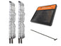 2 rolls of Gallagher poultry netting and S120 solar energizer with ground rod on white background