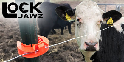 Lock Jawz 360° T-Post Insulator | 25 Pack | Orange - Gallagher Electric Fence