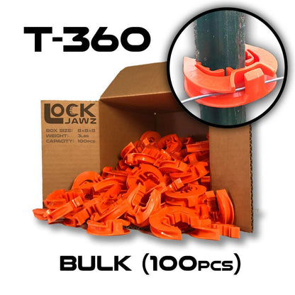 Lock Jawz 360° T-Post Insulator | 100 Pack | Orange - Gallagher Electric Fence